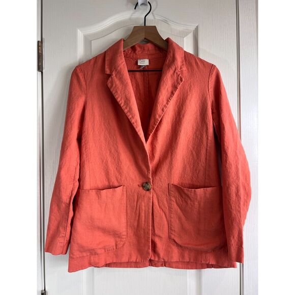A New Day Women's Blazer Jacket Linen Blend Orange Button Closure Size XS - Picture 1 of 9
